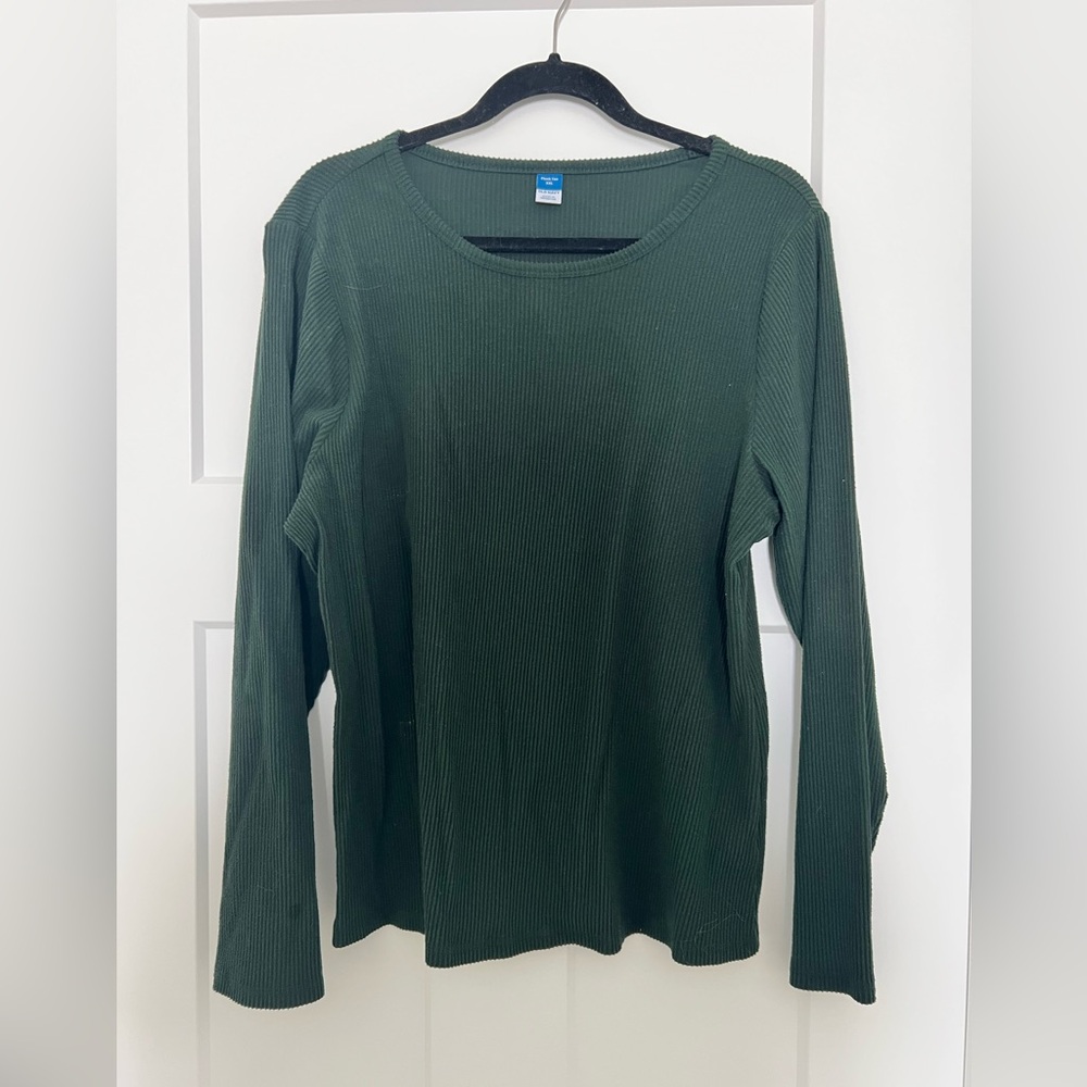 Old Navy Forest Green Ribbed Long Sleeve Tee